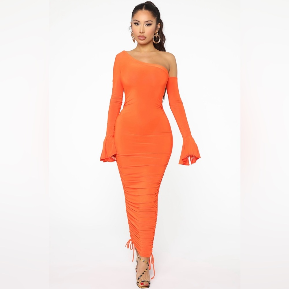 Get It Right Midi Dress - Neon Orange